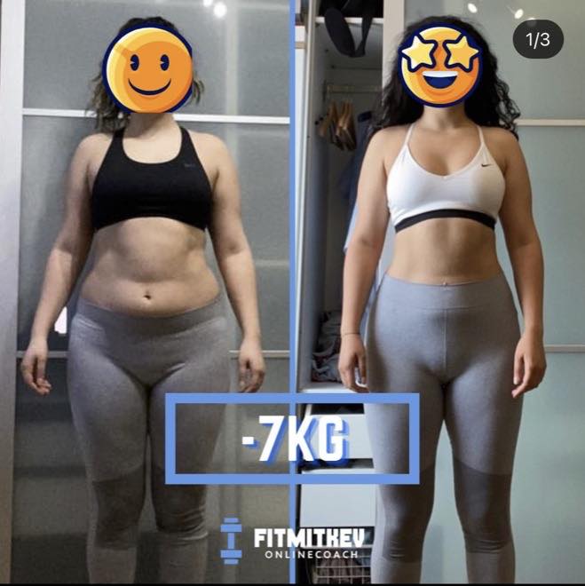 Vorher-Nachher-Vergleich einer Kundin, 7 Kilogramm abgenommen