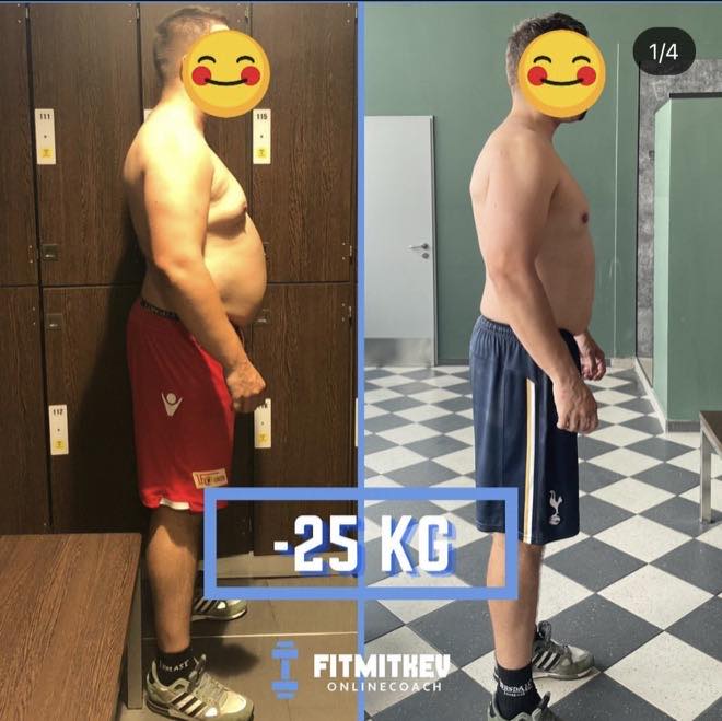 Vorher-Nachher-Vergleich eines Kunden, 25 Kilogramm abgenommen