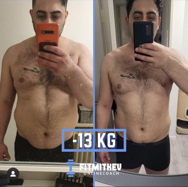 Vorher-Nachher-Vergleich eines Kunden, 13 Kilogramm abgenommen