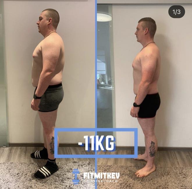 Vorher-Nachher-Vergleich eines weiteren Kunden, 11 Kilogramm abgenommen